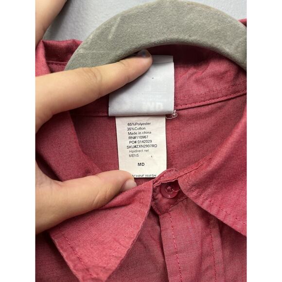 Zaxbys Employee Shirt Mens medium‎ Button front Pockets Red Long sleeve - Picture 6 of 6